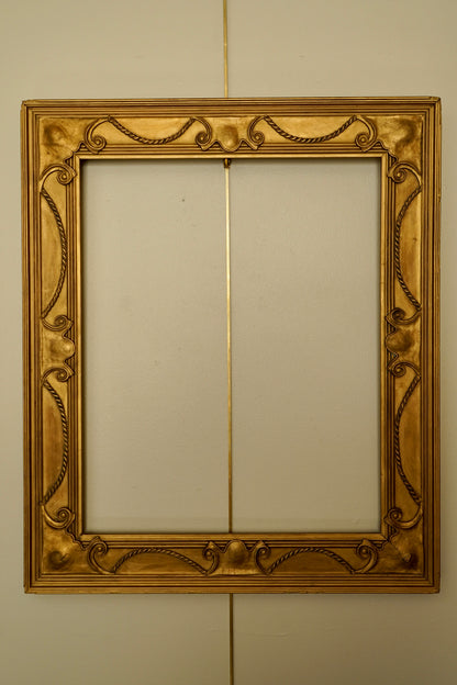 Antique Neoclassical Giltwood Frame with Rope & Cartouche Motifs, Late 19th Century