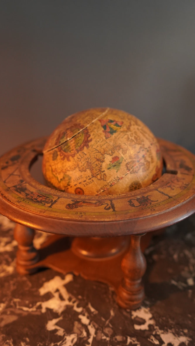 Small Vintage Italian Wooden Globe