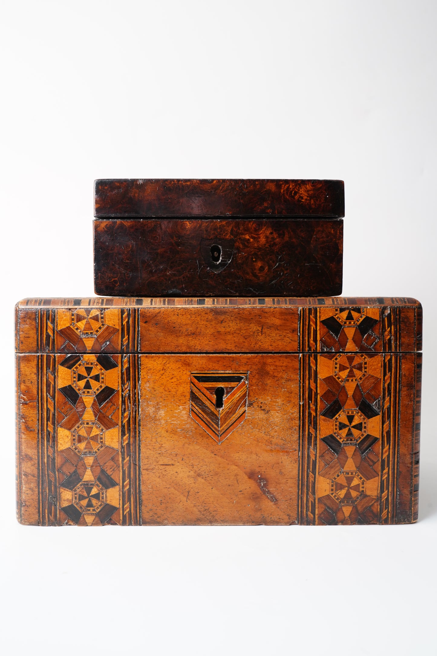 Antique Marquetry Inlaid Wood Box 19th Century European