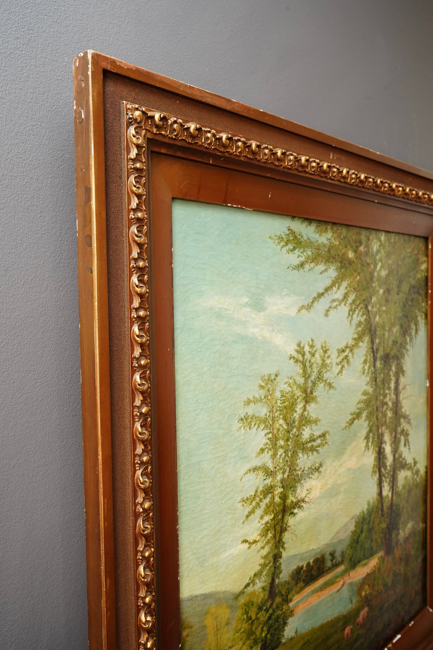 Antique English School Landscape Oil Painting c1860