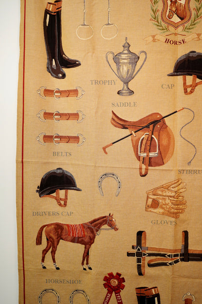 Large Equestrian Wall Tapestry – Horses Equipment Jacquard, European Made NEW