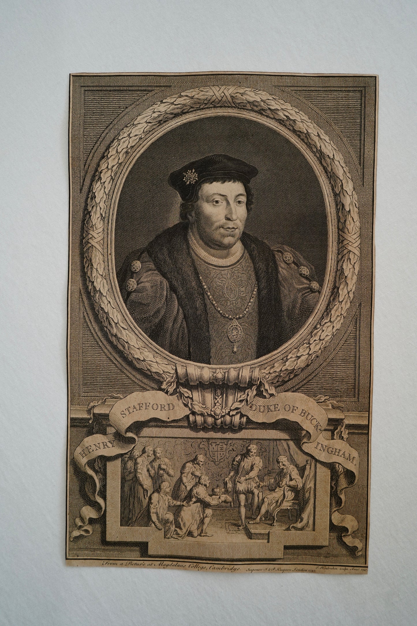 Early 19th Century Engraving "Duke of Buckingham" by Jacobus Houbraken