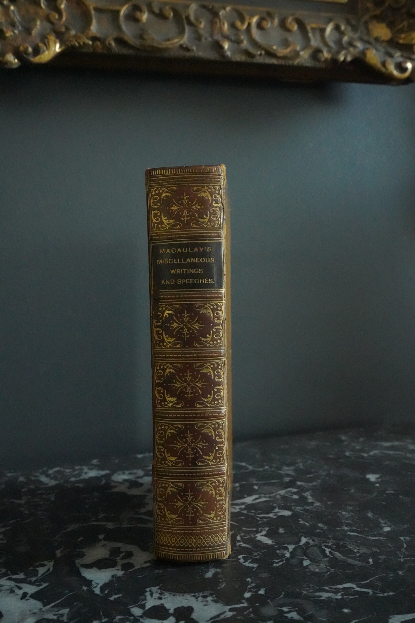 1889 "The Miscellaneous Writings and Speeches of Lord Macaulay" Full Caramel Brown Leather Book
