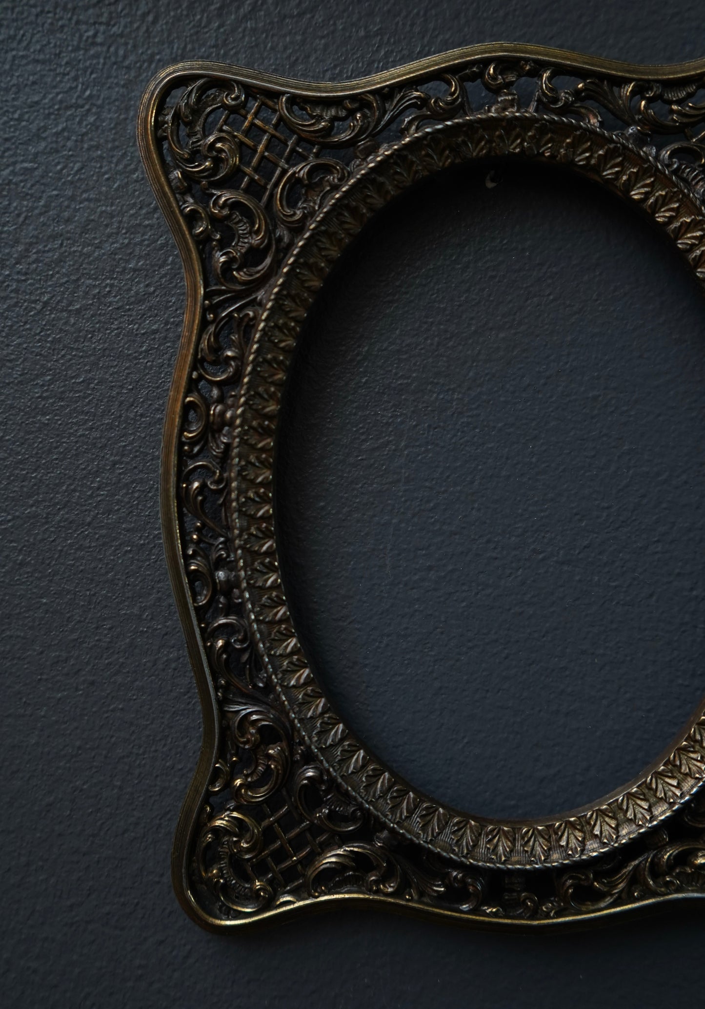 Vintage French Brass Picture Frame | Ornate Oval Openwork Photo Frame | Marked Mod. Dep. c.1930–1950