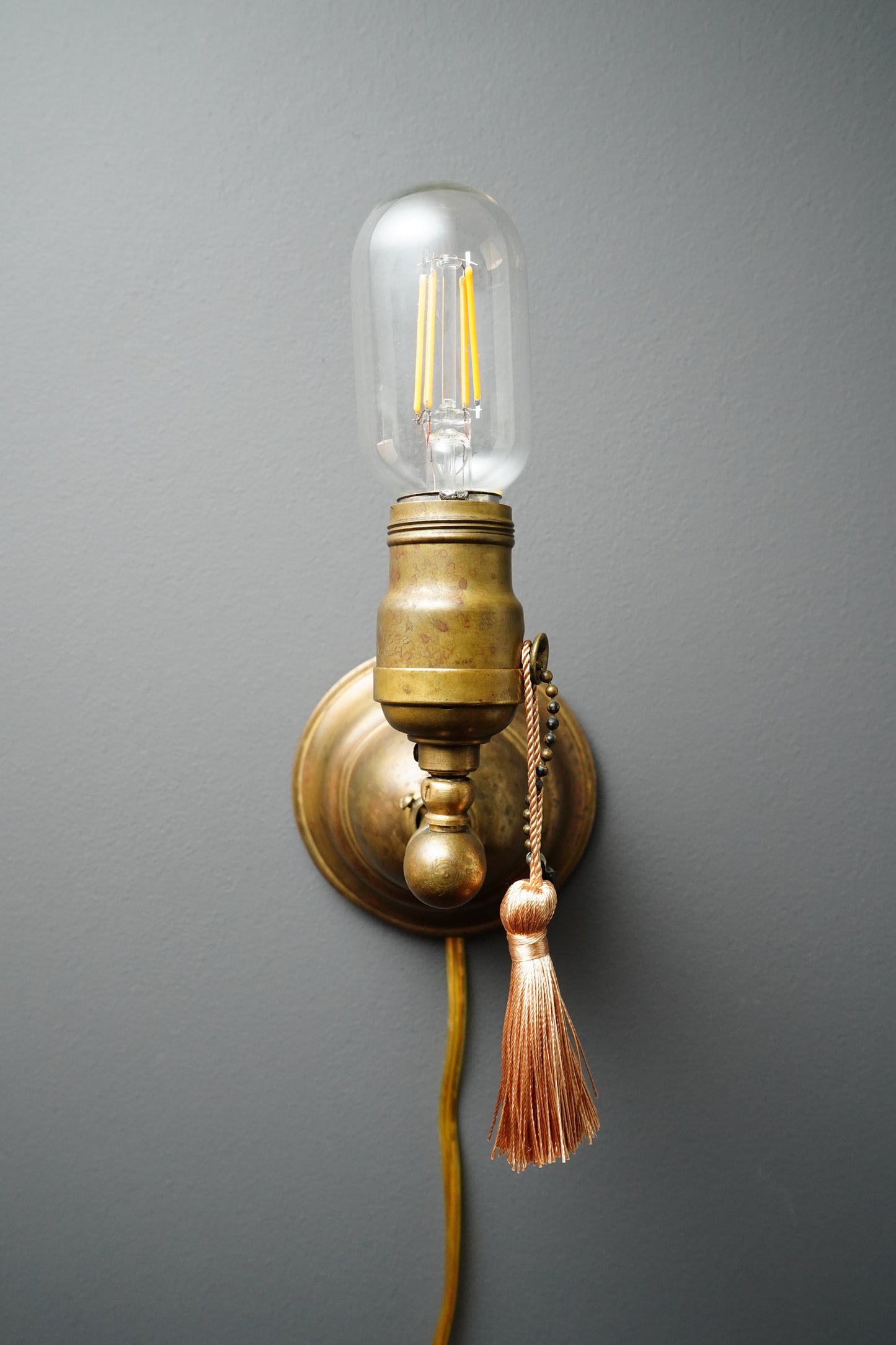 Vintage Brass Plug-In Wall Sconce