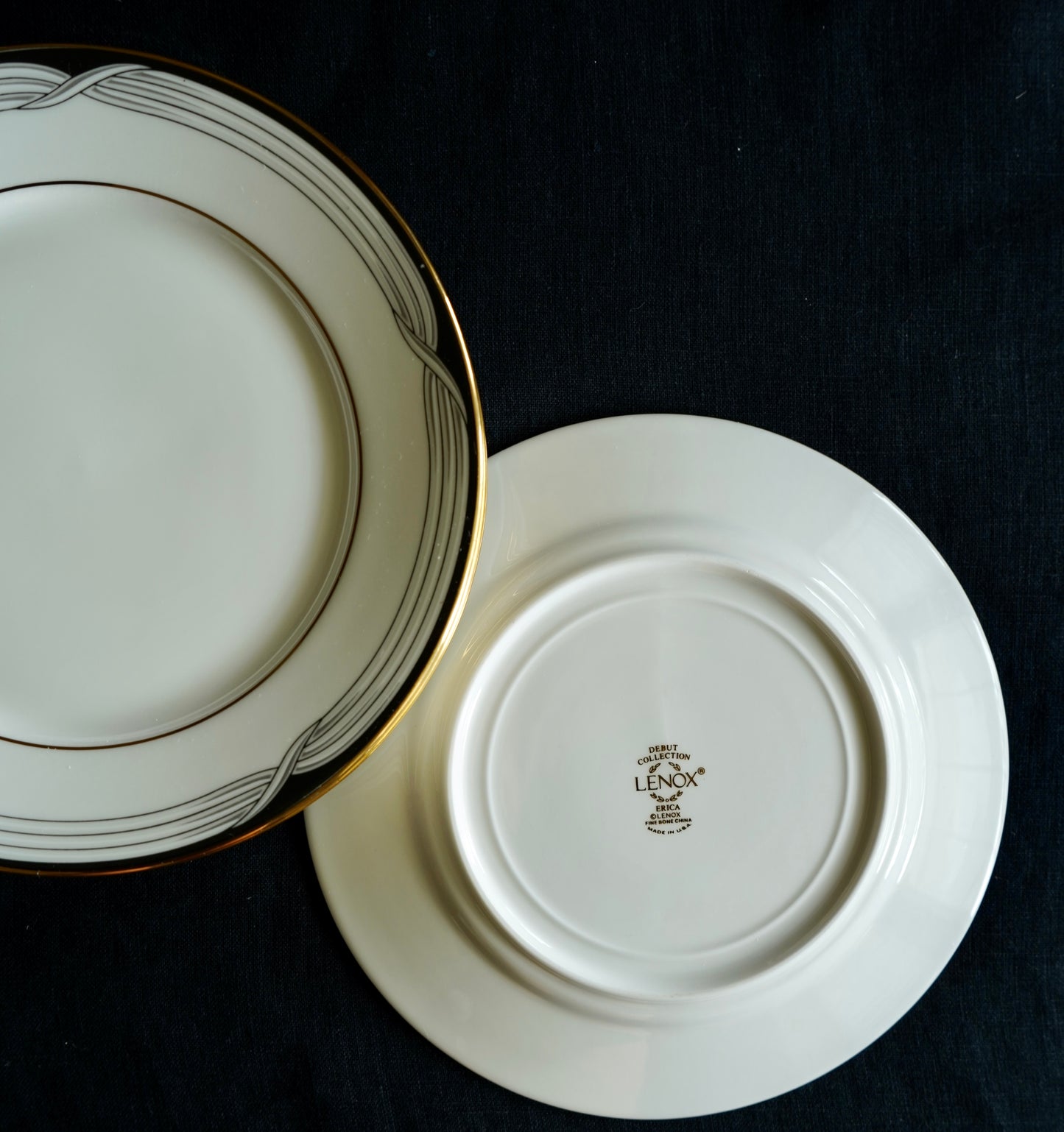 Lenox Black Tie Bread & Butter Plates – Set of 6, 6.5" Ivory China with 24k Gold Trim (Discontinued)