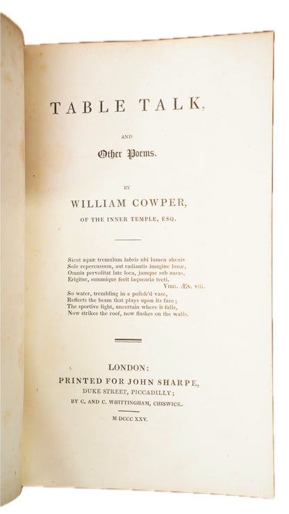 William Cowper Poems 3 Volumes John Sharpe 1825 Antique Calf Set