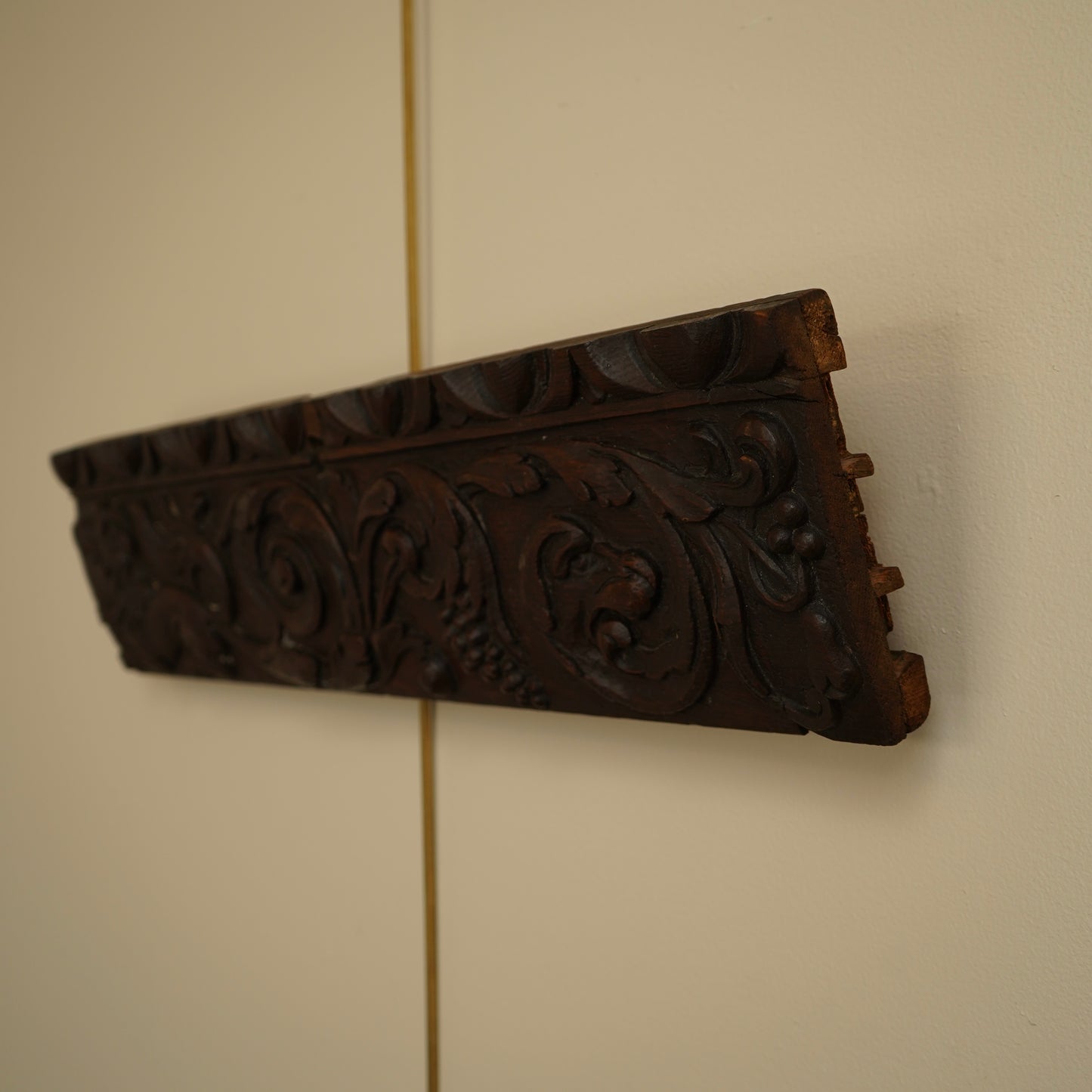 Antique Carved Oak Drawer Front | Renaissance Revival Lion, Grapevine & Acanthus | Architectural Salvage Wall Plaque c.1870–1900