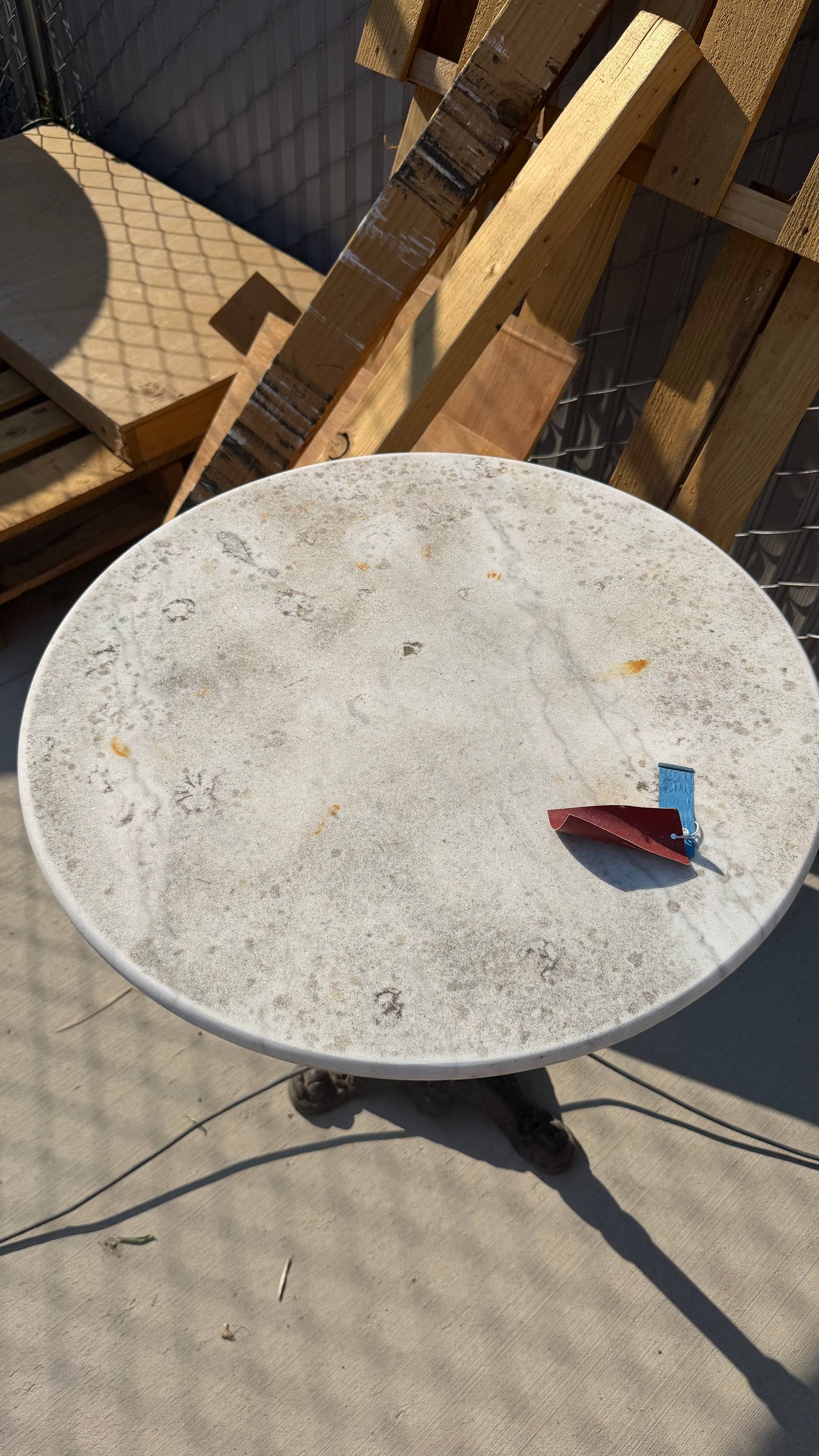 *RESERVED* Antique French Marble Top Cast Iron Bistro Table