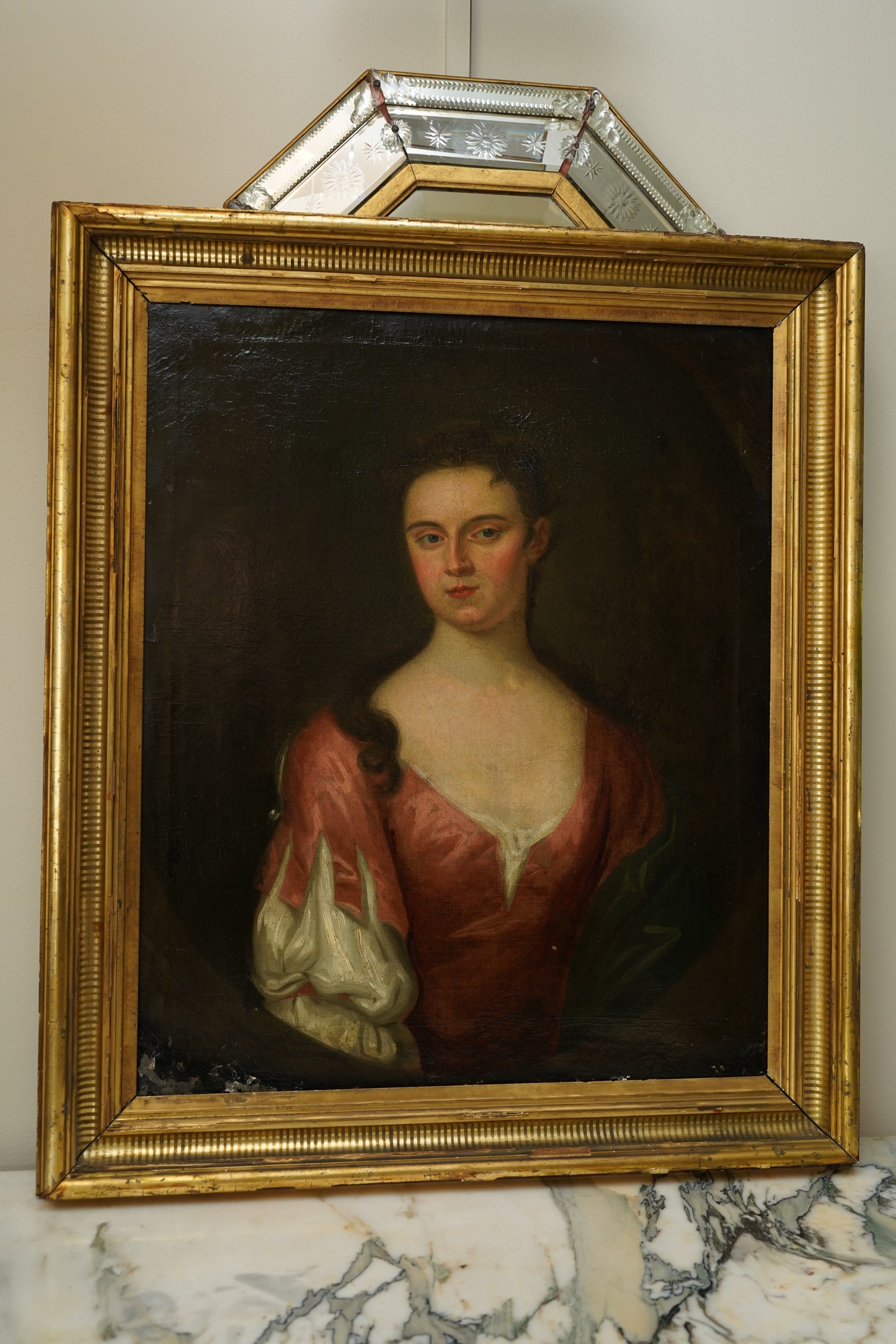 18th Century Georgian Portrait Oil on Canvas Painting, c. 1720–1740