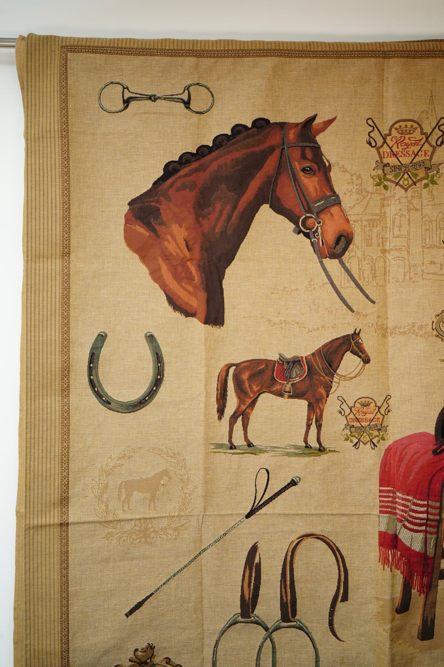 Large Equestrian Wall Tapestry – Dressage Horse Jacquard, European Made NEW