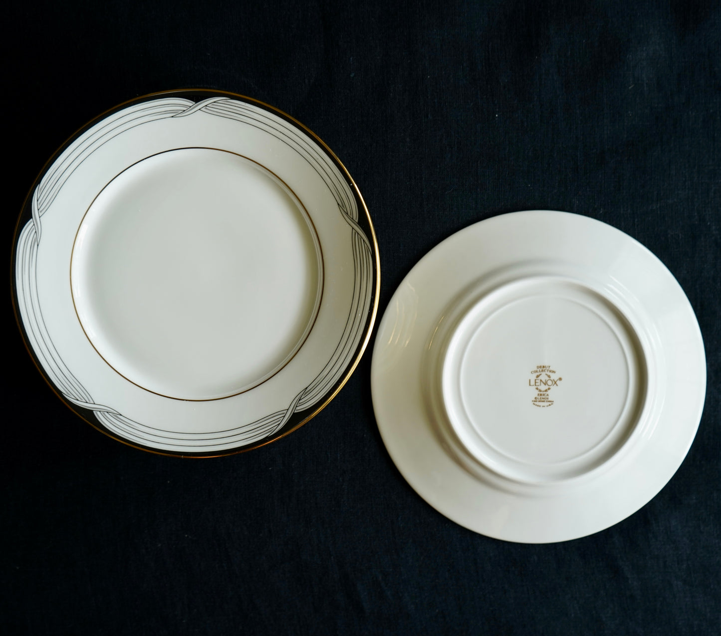 Lenox Black Tie Bread & Butter Plates – Set of 6, 6.5" Ivory China with 24k Gold Trim (Discontinued)