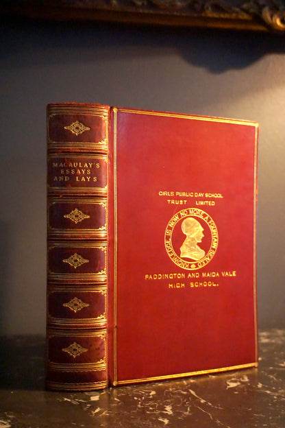1907 "Lord Macaulay’s Essays and Lays of Ancient Rome" Red Full Leather Book