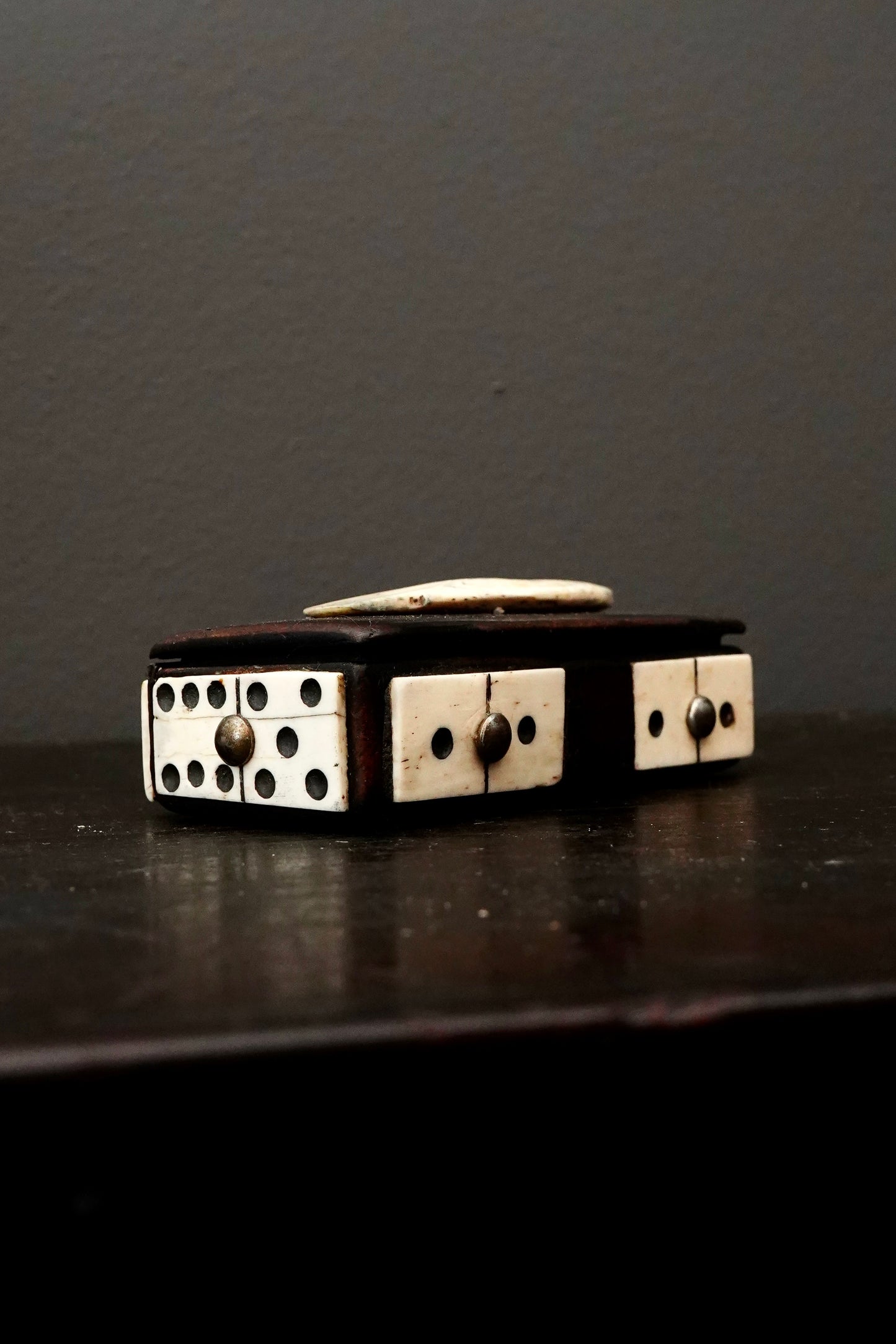 Antique Victorian Domino Box Trinket Box, Miniature