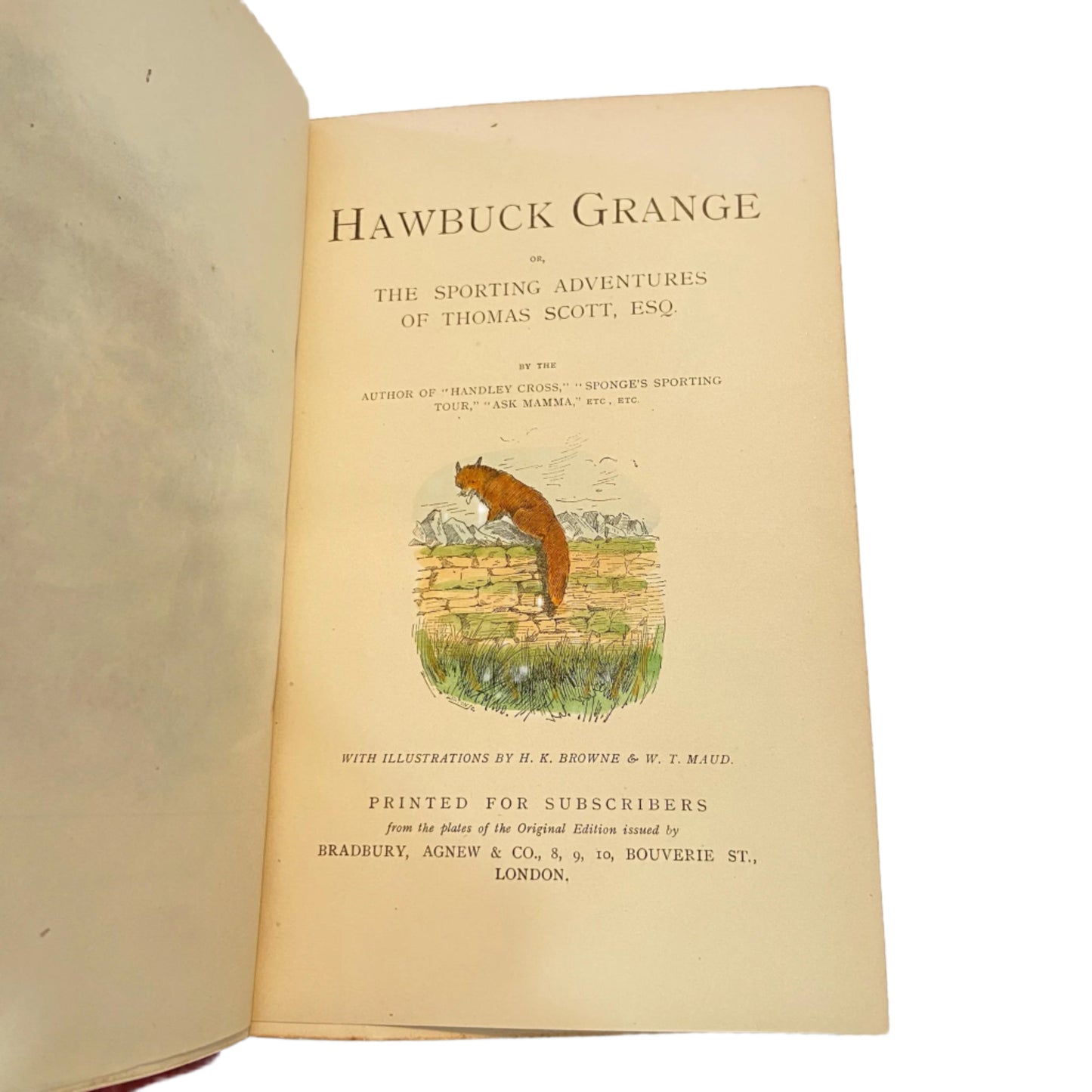 Hawbuck Grange Illustrated Sporting Novel by R.S. Surtees in Fine Red Leather Binding, Fox Hunting Humor, English Country Life
