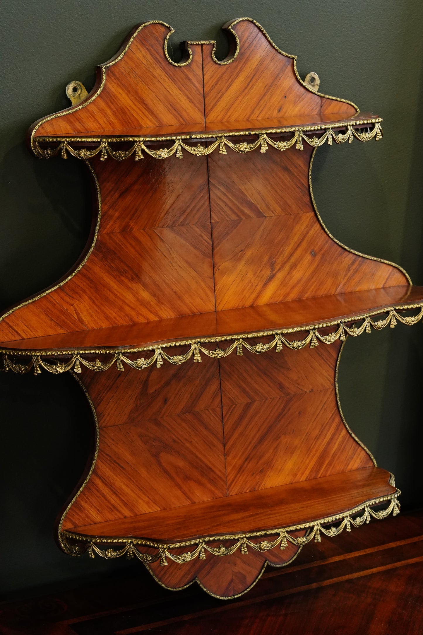 *reserved for Lisa* Antique French Louis XVI Style Wall Shelf Ormolu Mounts c1900