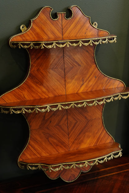 Antique French Louis XVI Style Wall Shelf Ormolu Mounts c1900