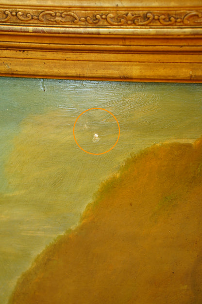 Antique Sheep Oil Painting Landscape, Oil on Board