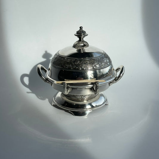 Antique 1880 Wilcox Silver-Plated Caviar or Butter Dish with Glass Insert