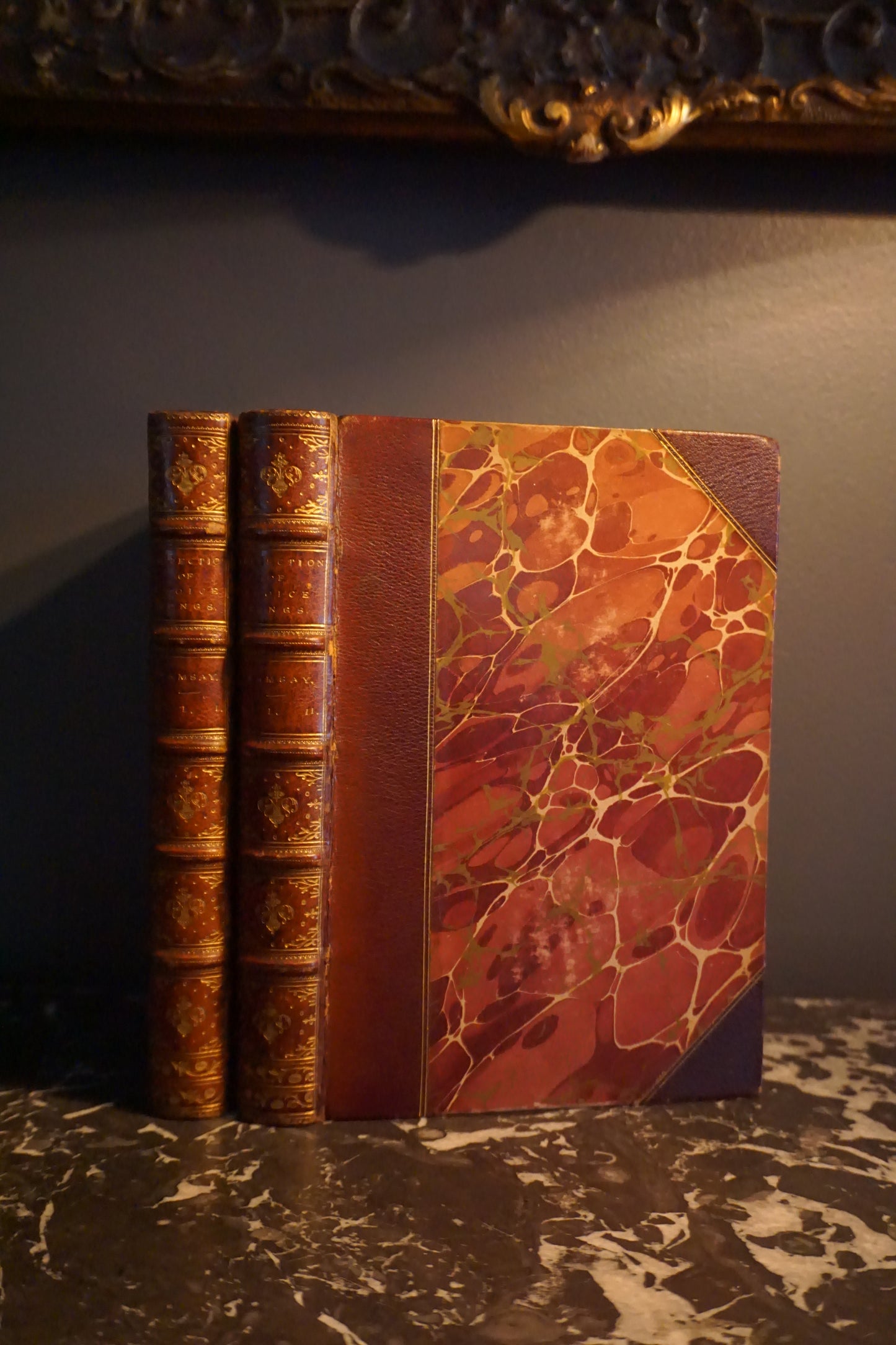 2 Volumes 1871 "A Collection of Choice Songs Scots & English" Purple Half Leather Book