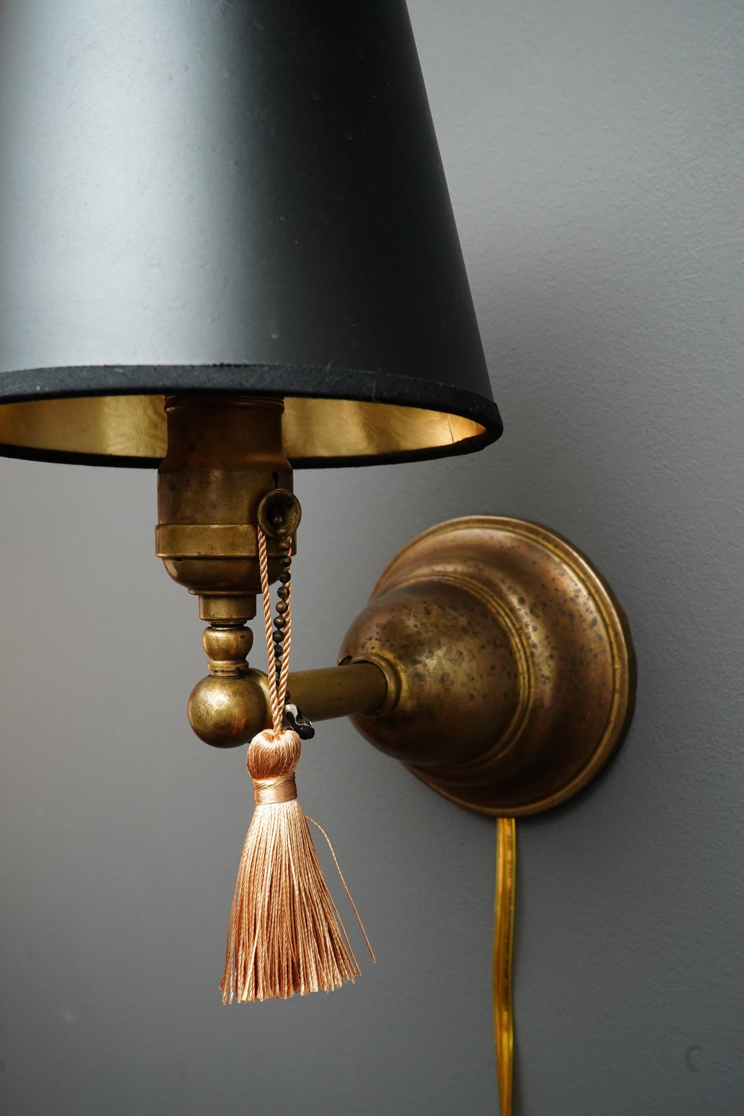 Vintage Brass Plug-In Wall Sconce