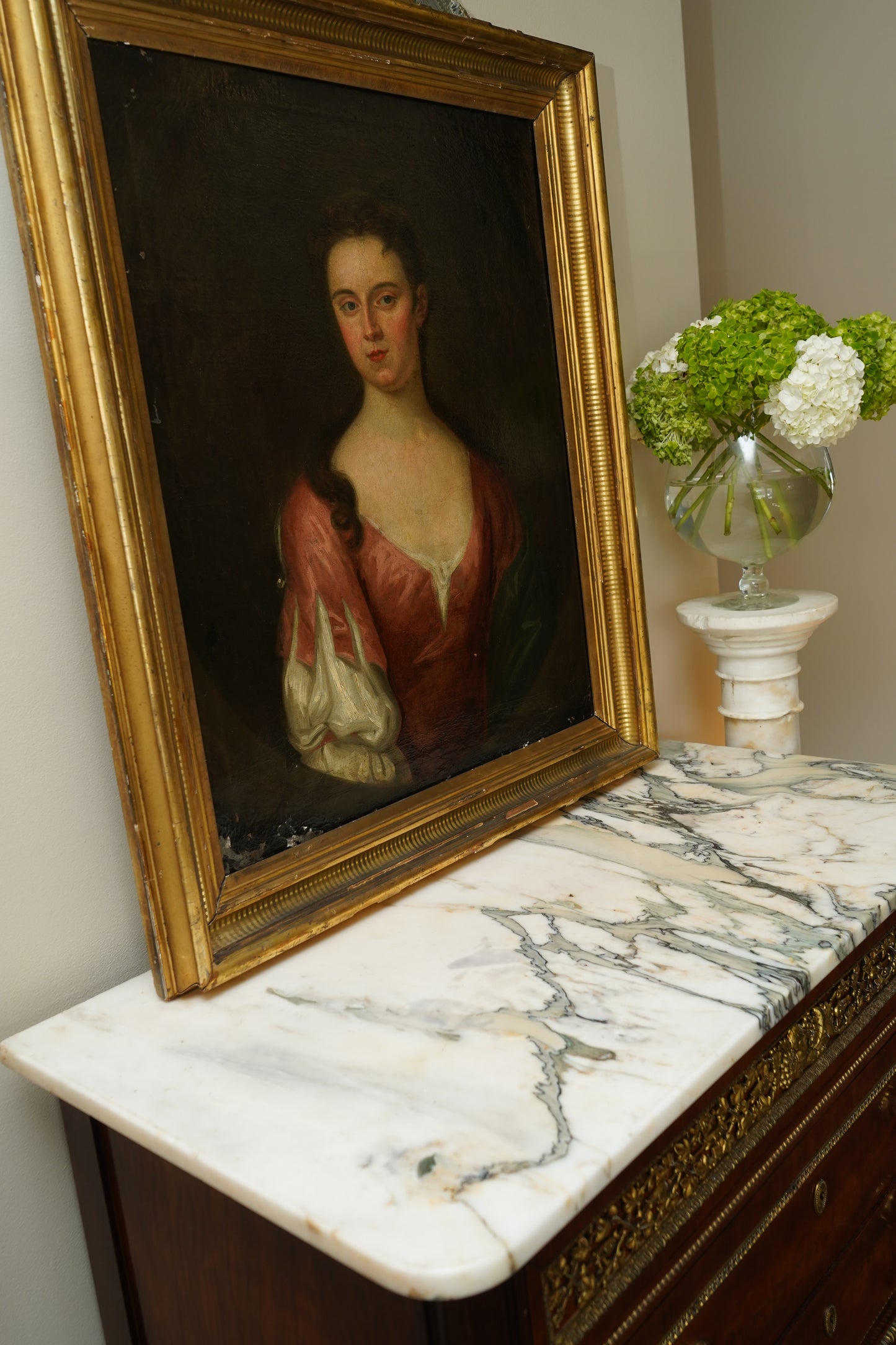 18th Century Georgian Portrait Oil on Canvas Painting, c. 1720–1740