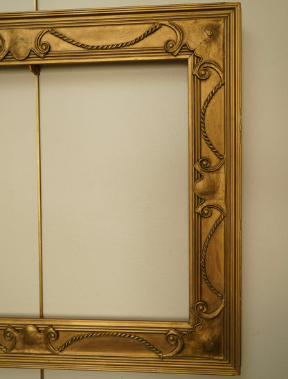 Antique Neoclassical Giltwood Frame with Rope & Cartouche Motifs, Late 19th Century