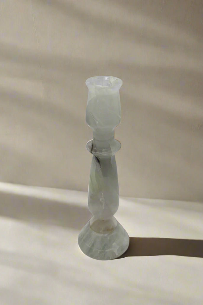 Mid-Century White Onyx Candlestick Holder