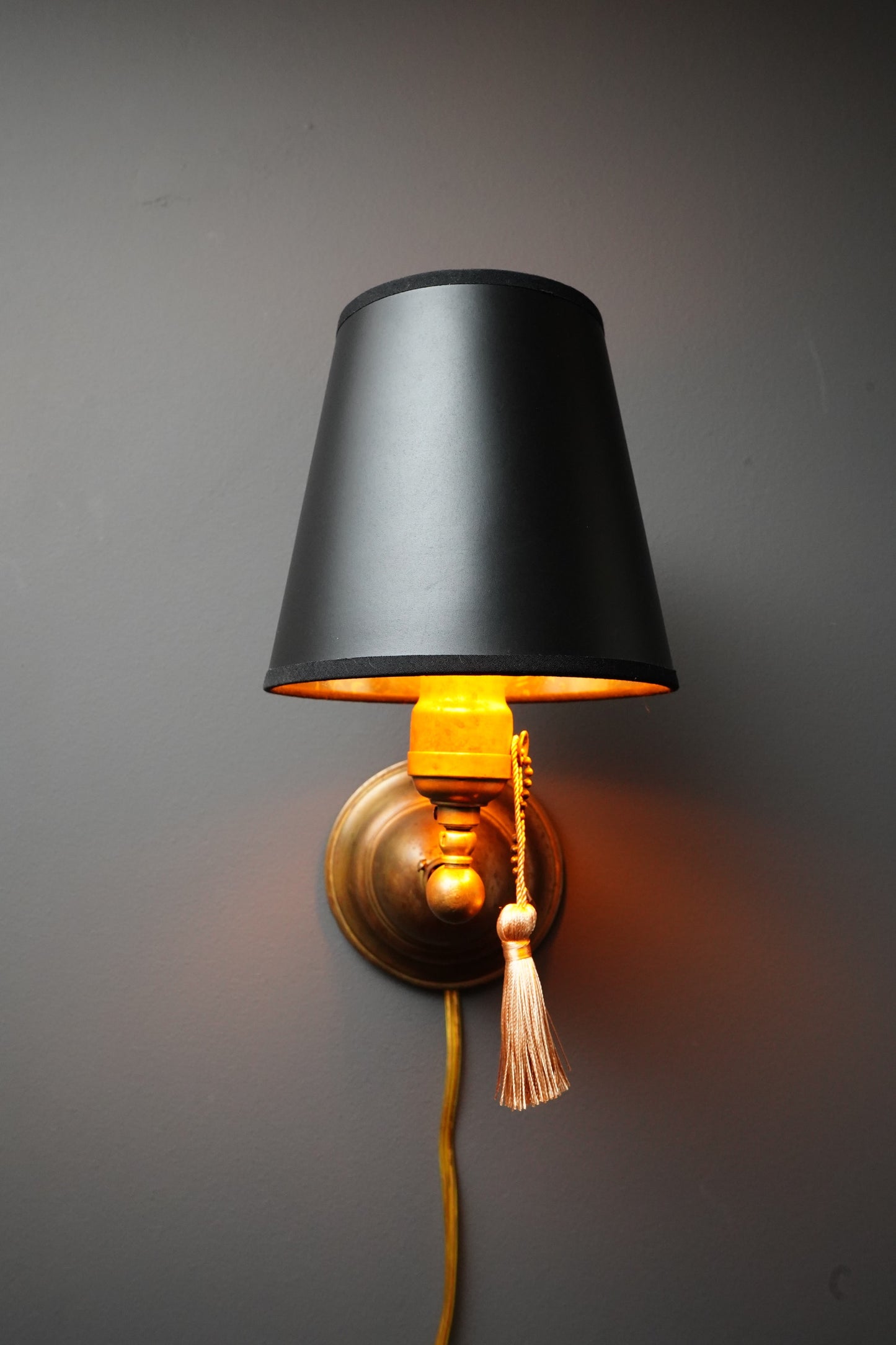 Vintage Brass Plug-In Wall Sconce