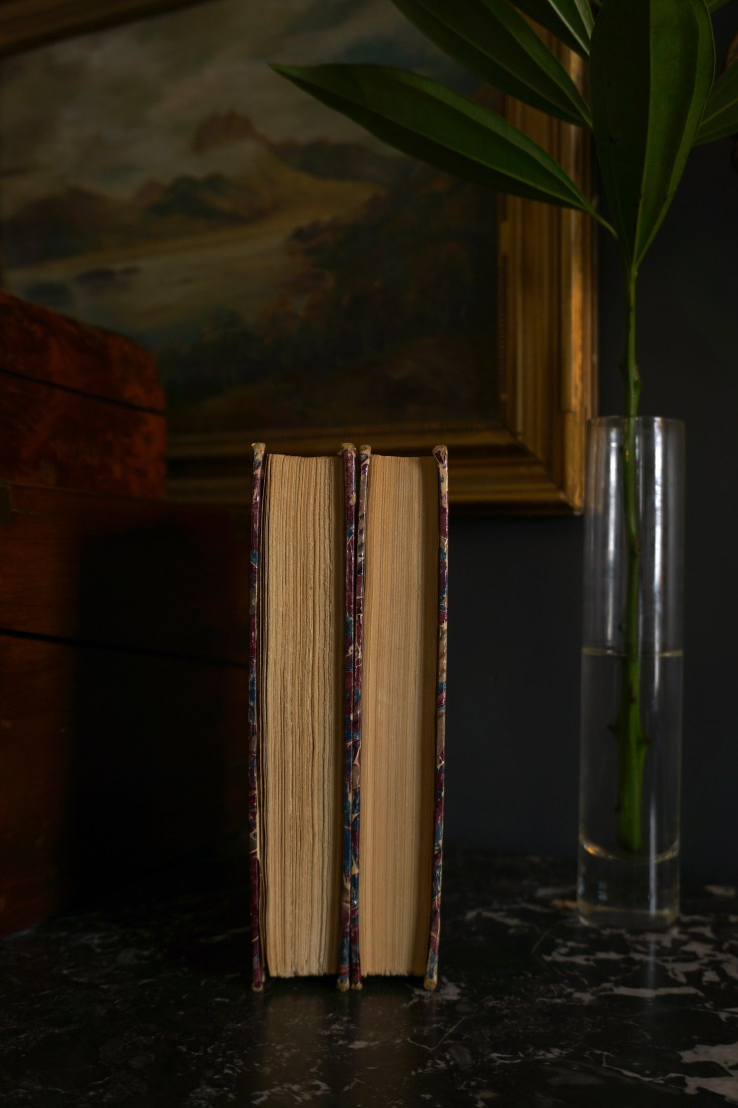 2 Vol. "Comédies et Proverbes" French Half Purple Leather Books