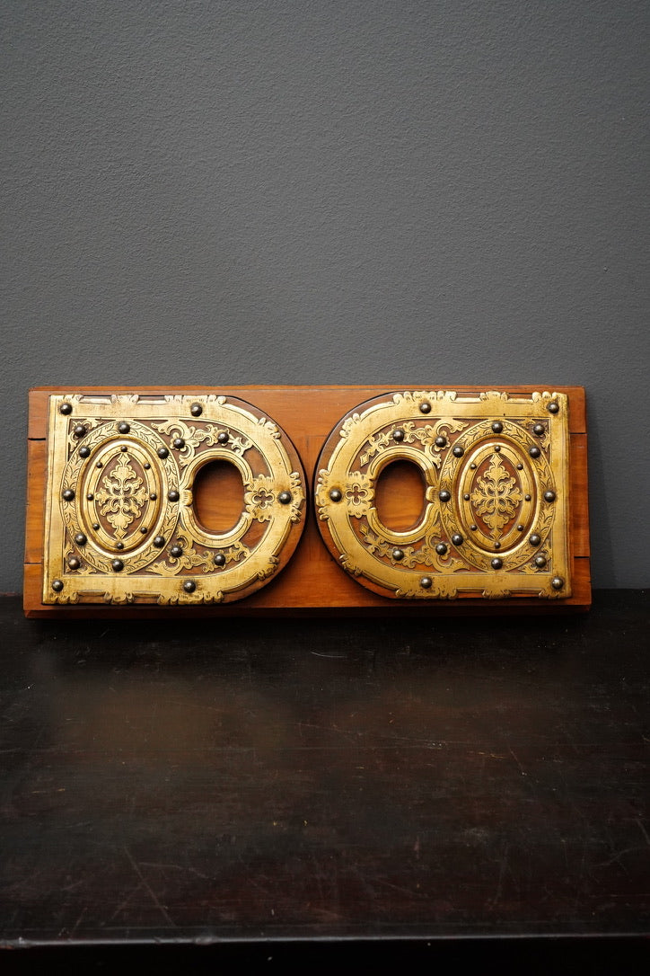 Antique Victorian Brass Mounted Collapsible Book Rack
