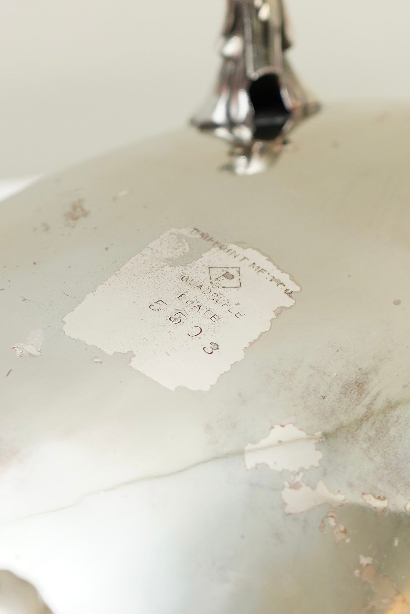 Antique Crescent Quadruple Silver Plate Footed Oval Bowl