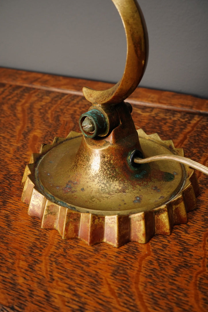 Vintage Brass Adjustable Desk Lamp with Art Deco Profile