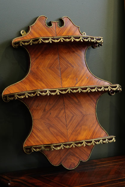 Antique French Louis XVI Style Wall Shelf Ormolu Mounts c1900