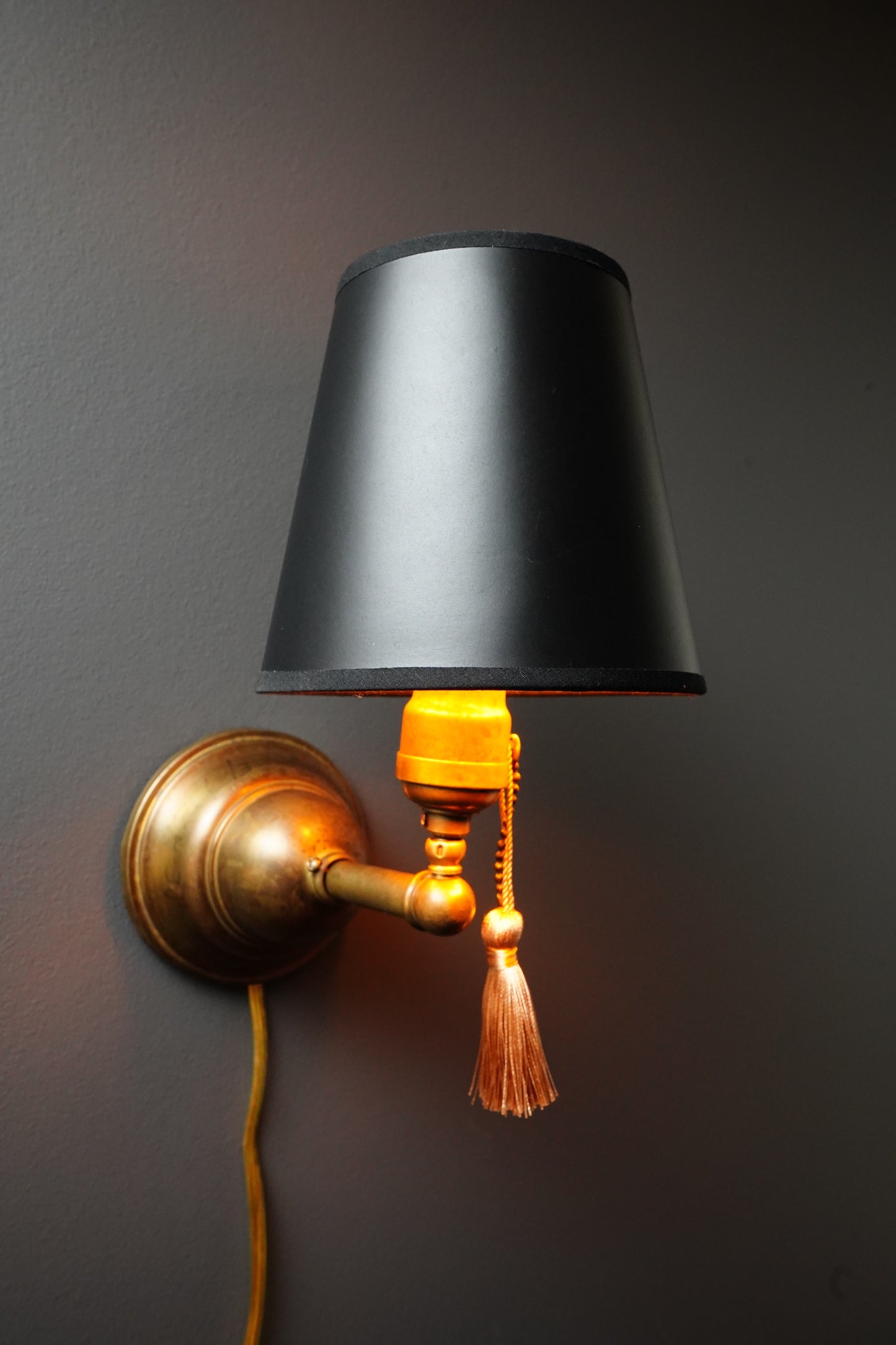 Vintage Brass Plug-In Wall Sconce
