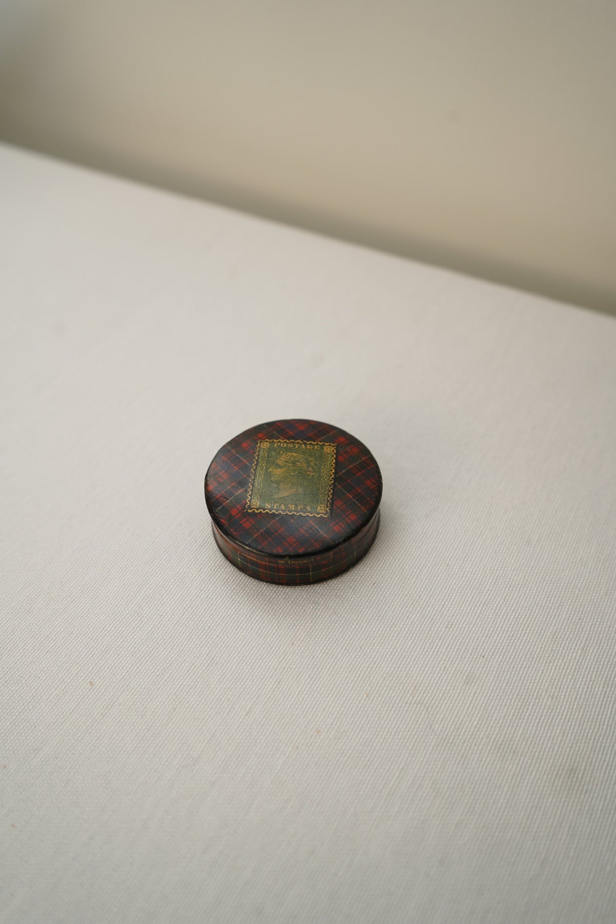 Victorian Scottish Tartanware Stamp Boxes with Queen Victoria Motifs, M'Lean