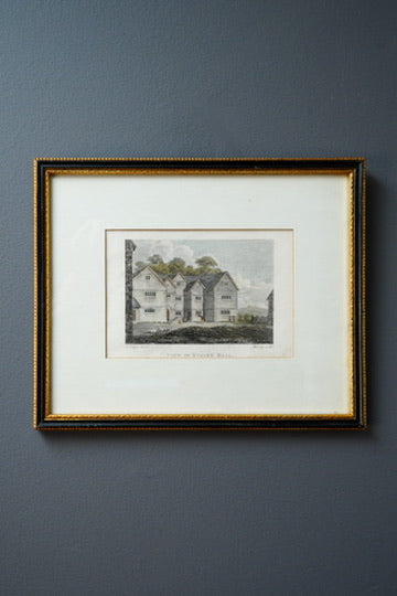 Antique Georgian Hand Colored Engraving Staley Hall