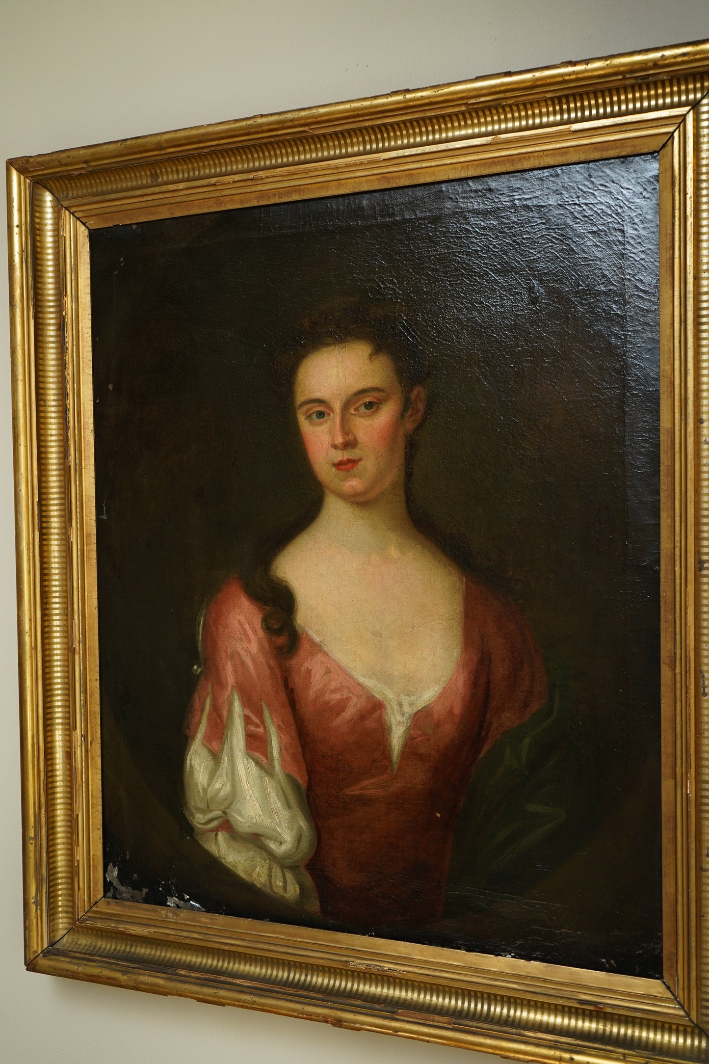 18th Century Georgian Portrait Oil on Canvas Painting, c. 1720–1740