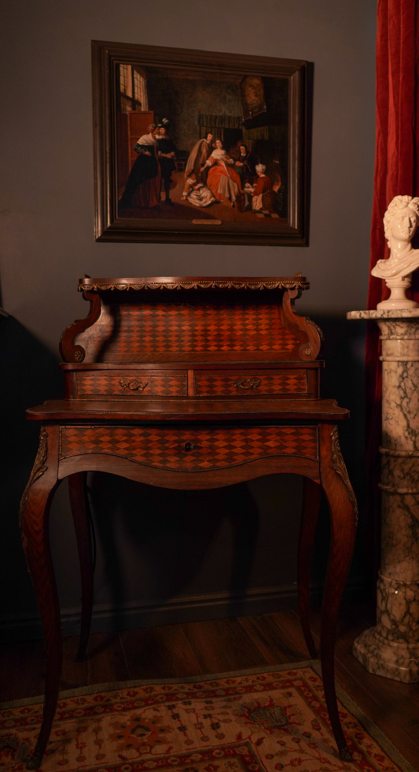 "Meeting in the Parlour" Oil on Canvas Attributed to Jan Josef Horemans (Belgium artist, 1714-1790)