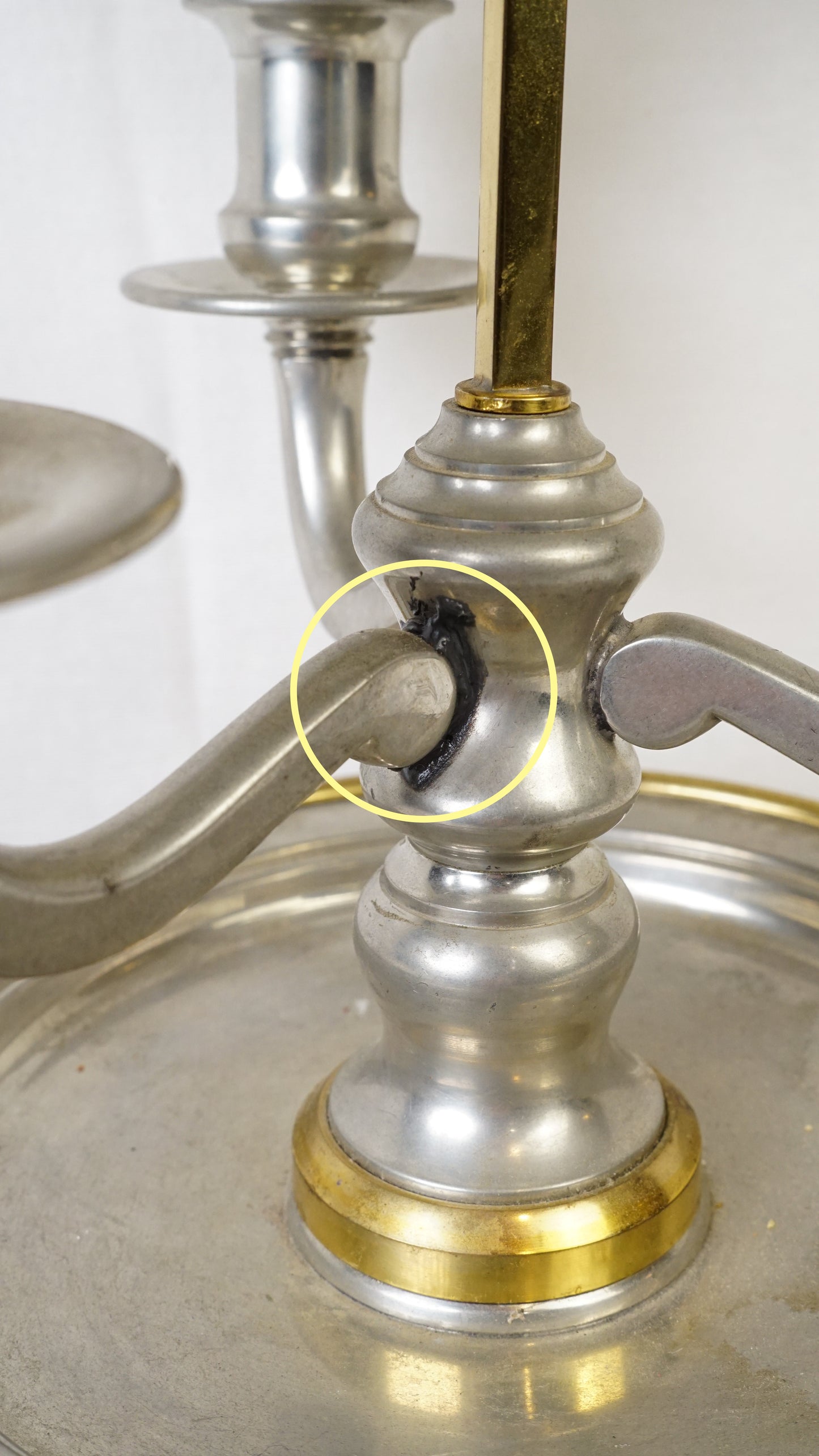 Vintage French Bouillotte Table Lamp with Adjustable Burgundy Tole Shade