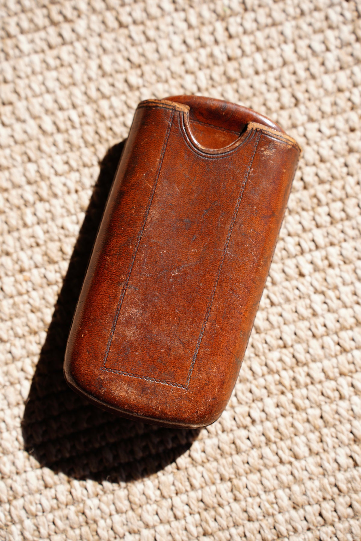 Antique Victorian Leather Cigar Case with Match Striker