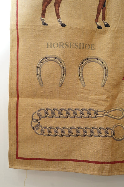 Large Equestrian Wall Tapestry – Horses Equipment Jacquard, European Made NEW