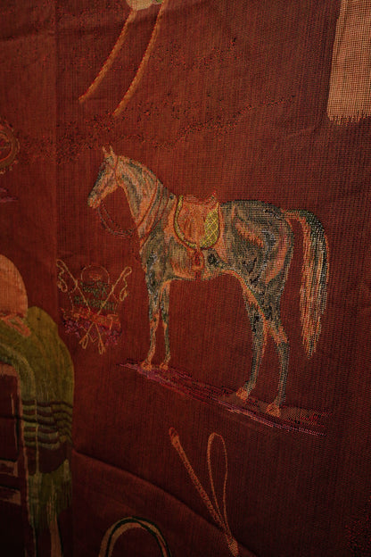 Large Equestrian Wall Tapestry – Dressage Horse Jacquard, European Made NEW
