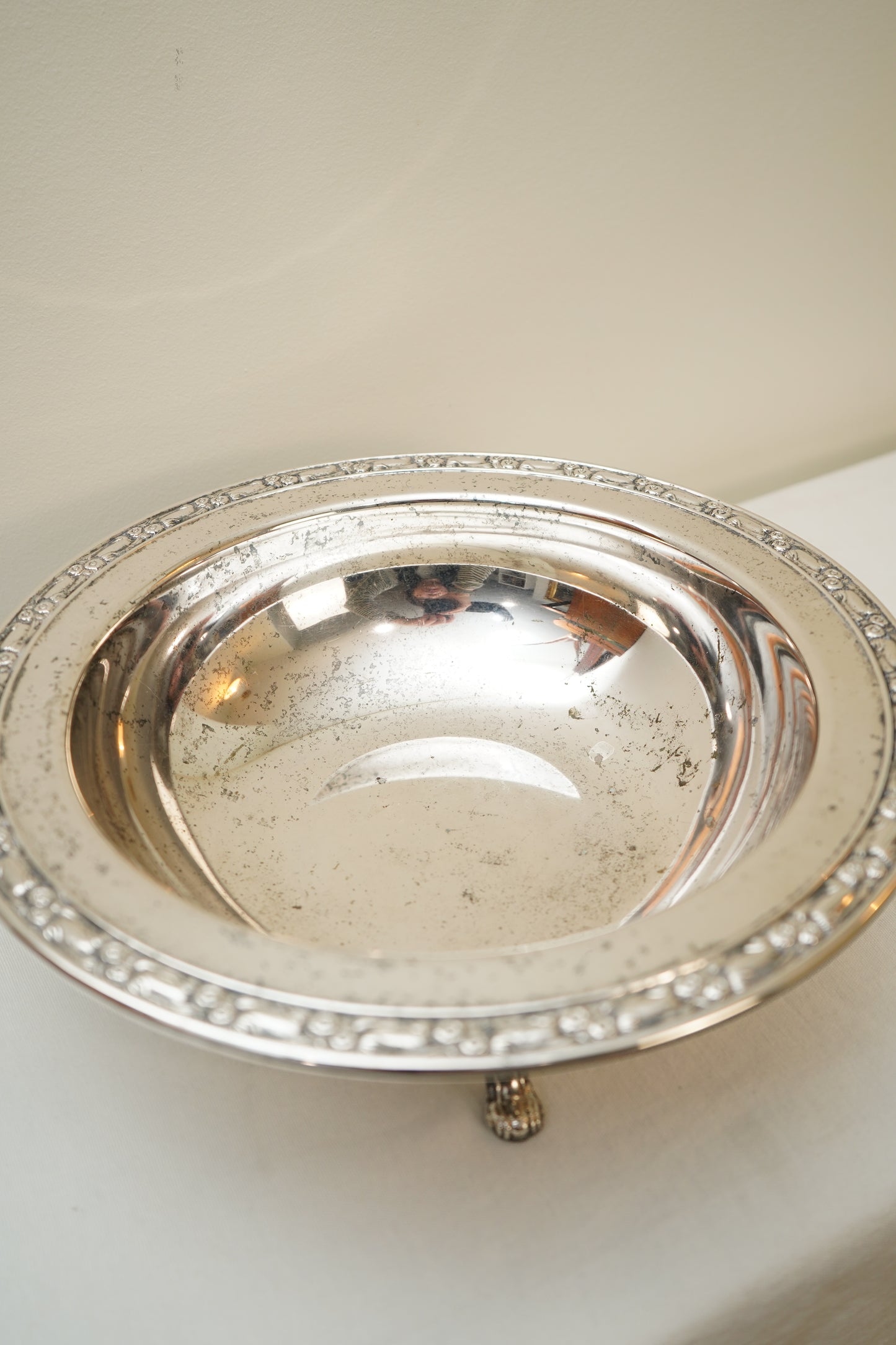 Antique Silver Plated Footed Serving Bowl