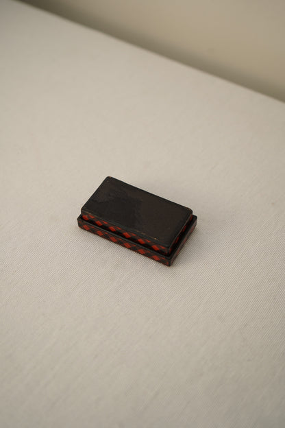 Antique Victorian Scottish Tartanware Box, Painted Red and Black Tartan, c. 1860–1890