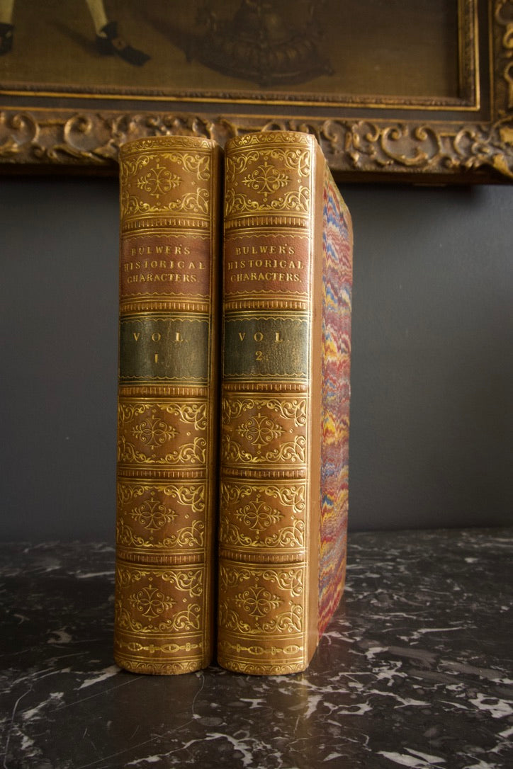 1868 " Historical Characters " Brown Half Leather Book