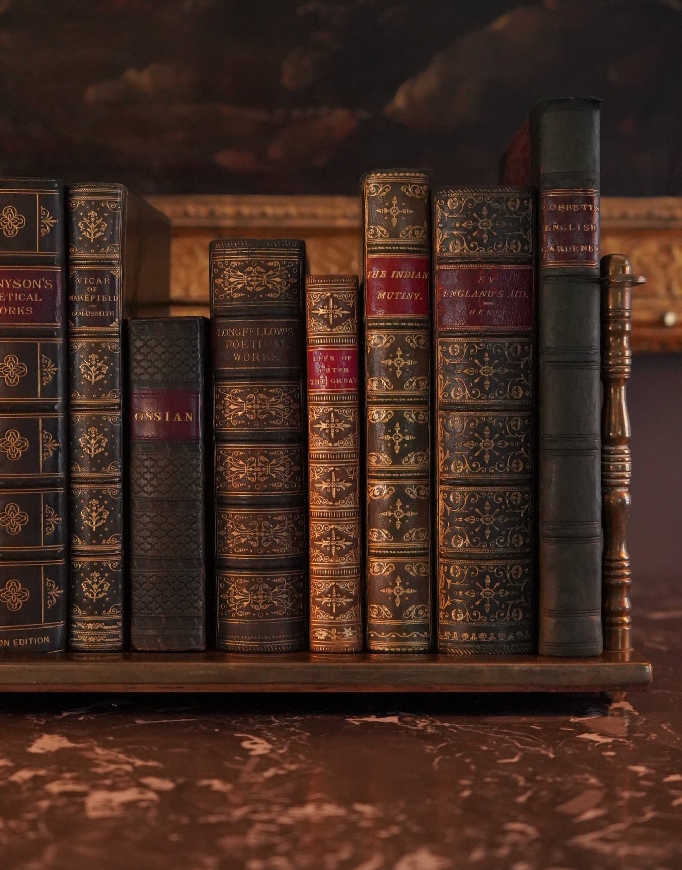 Antique 1838 "The English Gardener" Half Dark Green Leather Book, Highly Illustrated with Fold Out