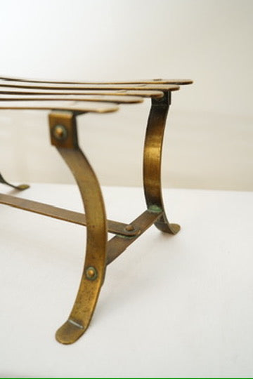 Antique French Brass Trivet or Iron Rest Stand, Riveted Slat Top, c. 1890–1930