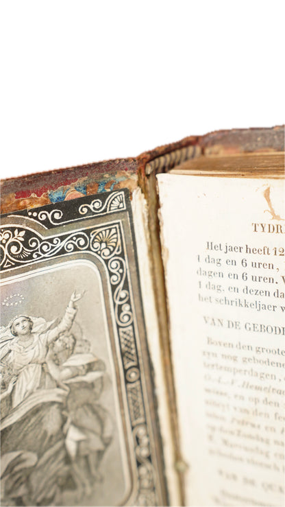 Antique Dutch Catholic Prayer Book Red Leather Metal Hardware Belgium 1840s