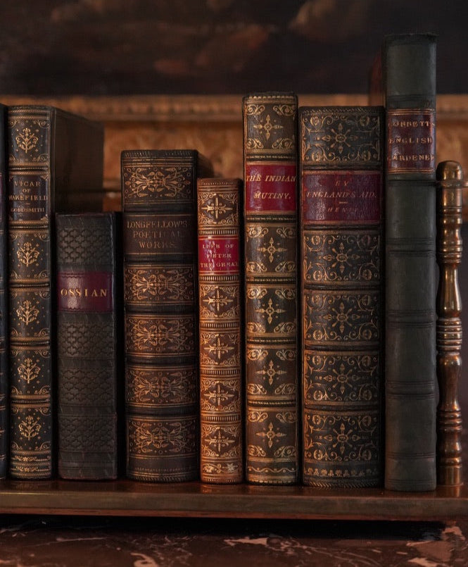 Antique 1838 "The English Gardener" Half Dark Green Leather Book, Highly Illustrated with Fold Out